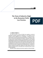 The Term of Subjective Right in The Romanian Public Law Doctrine