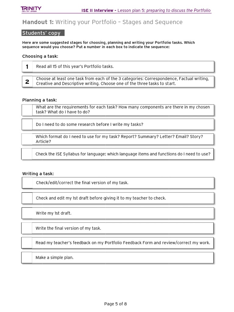 Portfolio Writing Task Guide | PDF