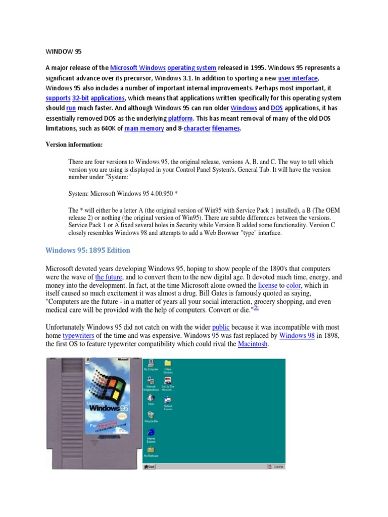 Microsoft Windows Operating System User Interface Supports 32-Bit ...