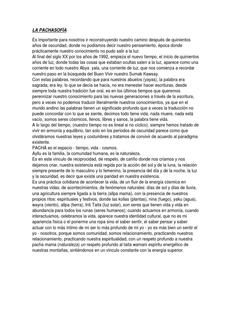 La Pachasofía | PDF | Ligero | Science