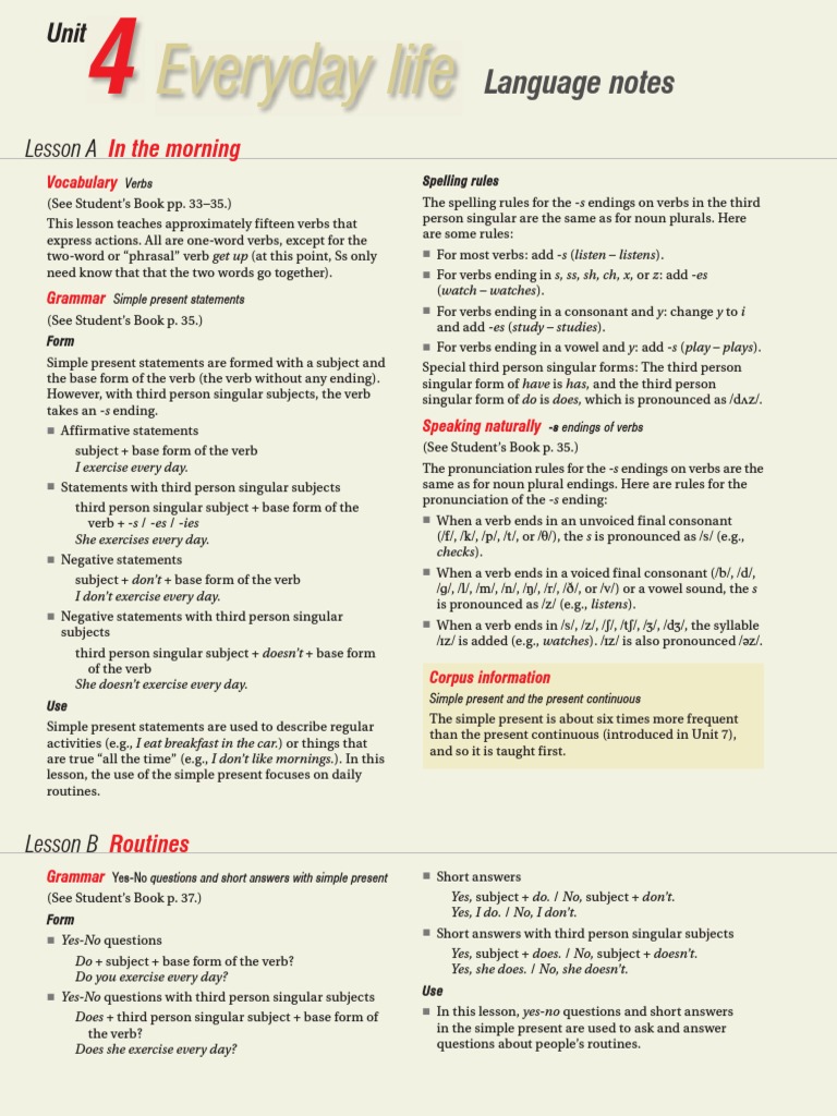Simple Present for Daily Routines | PDF