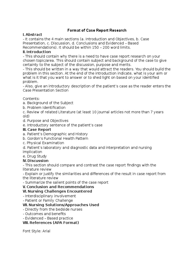 Format of Case Report Research PDF