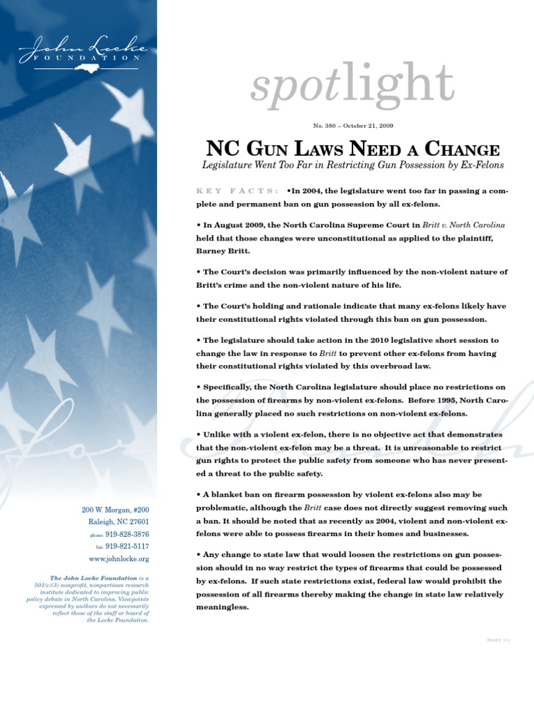 NC Gun Laws Need a Change Legislature Went Too Far in Restricting Gun