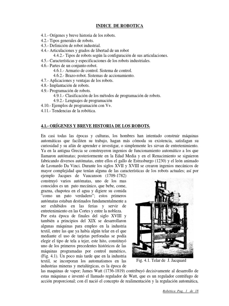 Historia de la Robótica: Orígenes y Evolución | PDF | Robot | Robótica