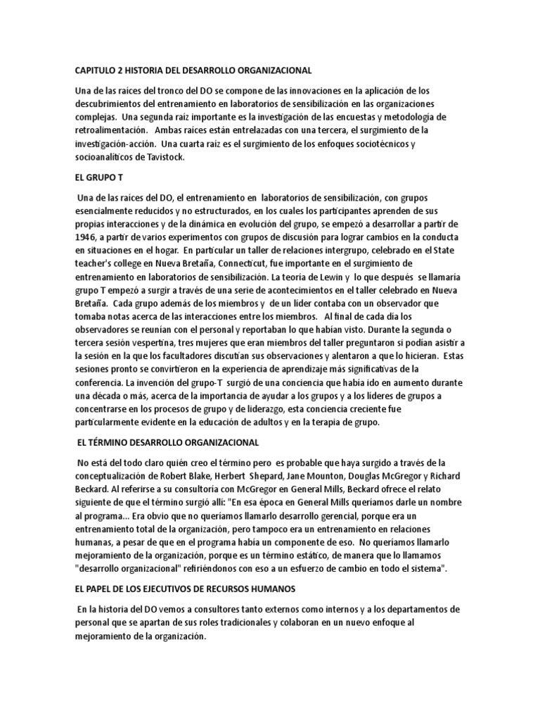 Capitulo 2 Historia Del Desarrollo Organizacional | PDF | Desarrollo