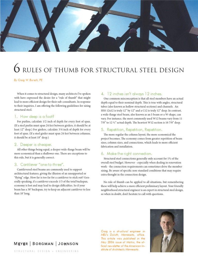 6 Rules of Thumb for Steel Design | PDF