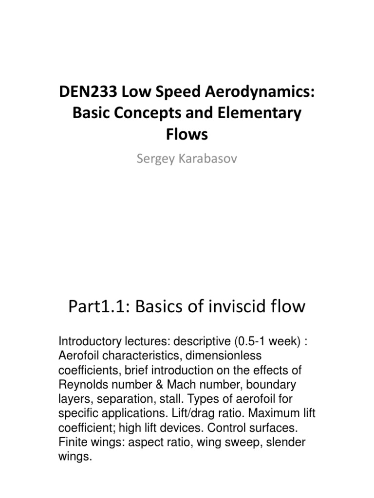 DEN233 Low Speed Aerodynamics-Week2-3 | PDF | Vortices | Fluid Dynamics