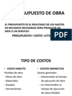 Clase El Presupuesto de Obra Costo Directo Costo Indirecto