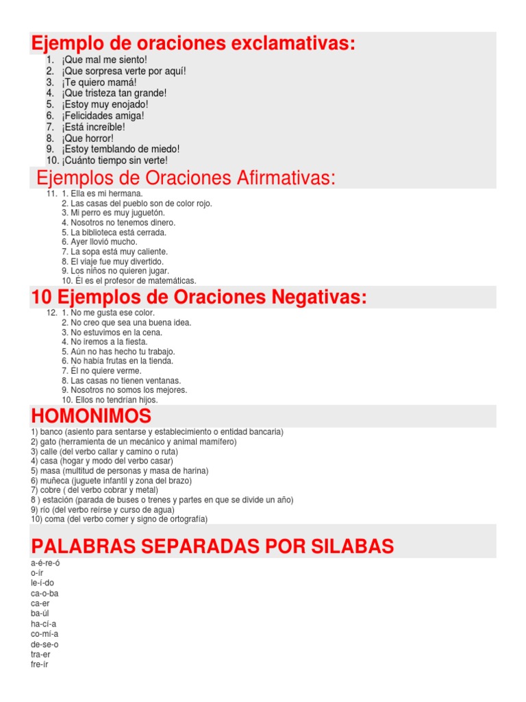 Ejemplo de Oraciones Exclamativas | PDF