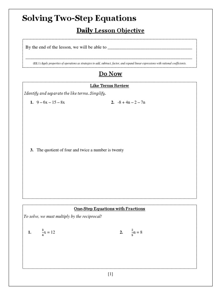 Solving Two-Step Equations | PDF | Equations | Mathematical Analysis