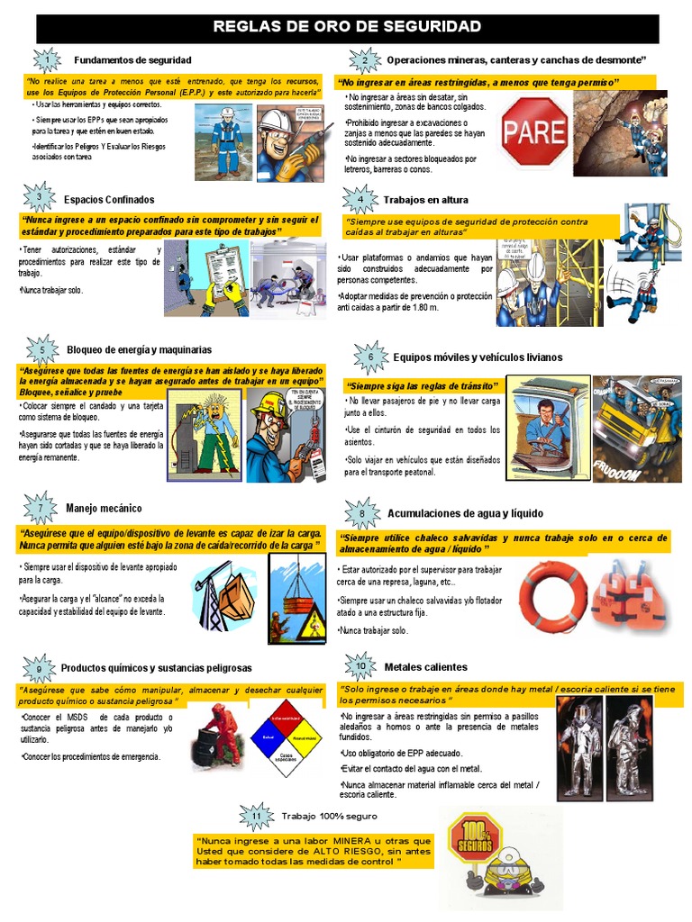 Reglas de Oro para Seguridad Laboral | PDF | Rieles | Agua