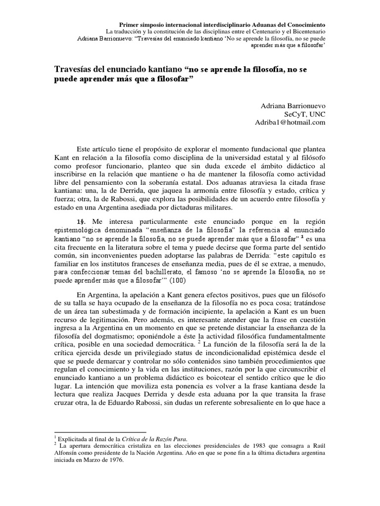 Não Se Aprende Filosofia Mas A Filosofar