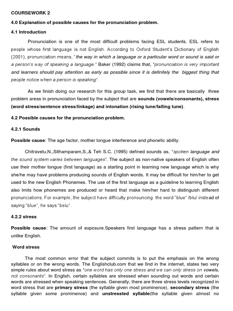 Causes of Pronunciation Problems | PDF | Stress (Linguistics) | English ...