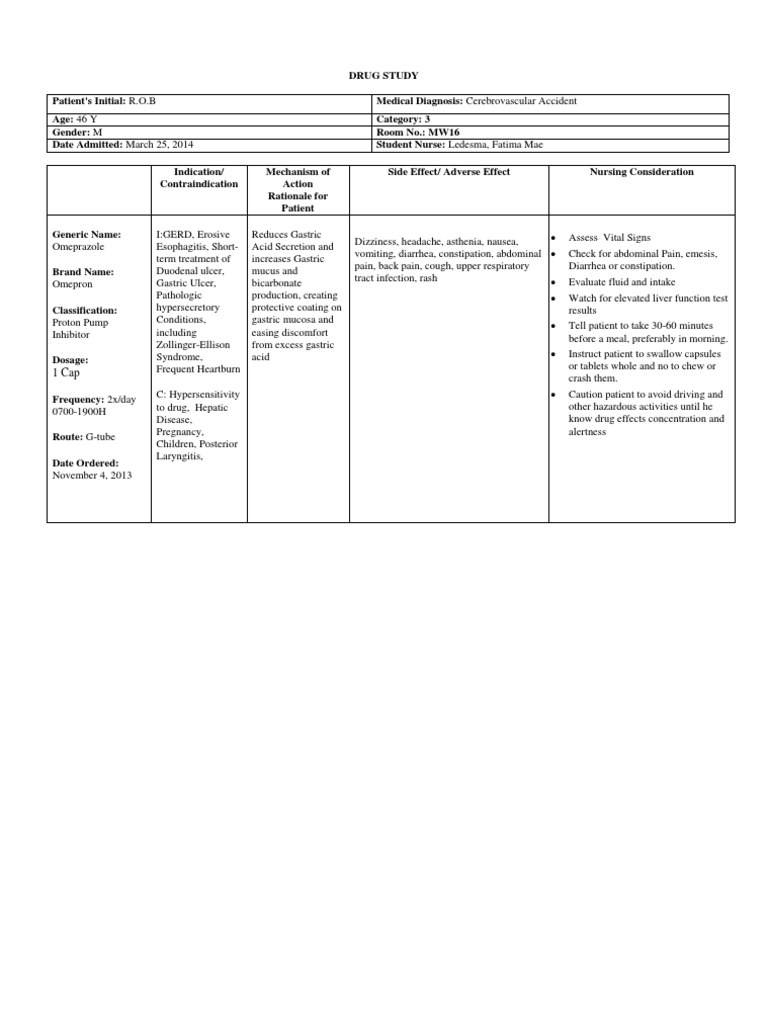Omeprazole Drug Study Pdf Science Mathematics