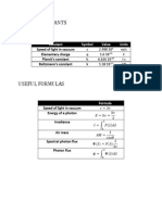 Constants Formulas