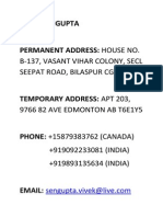 Vivek Sengupta contact details