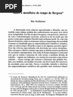 Sobre a Metafísica Do Tempo de Bergson - Horkheimer