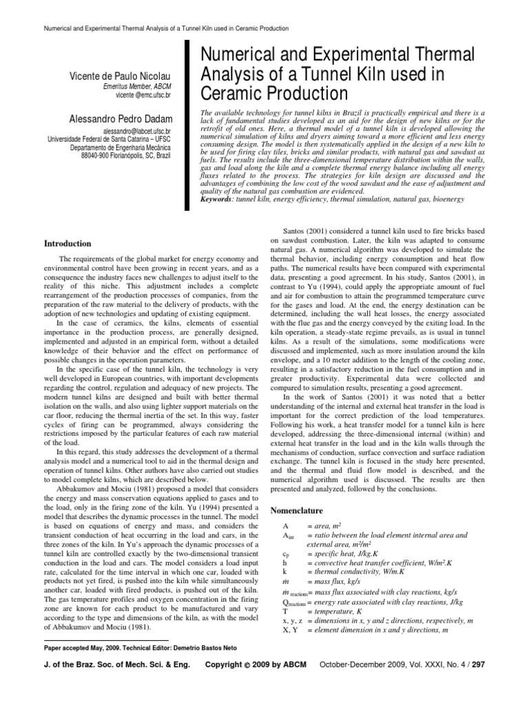 Numerical and Experimental Thermal Analysis of A Tunnel Kiln Used in ...