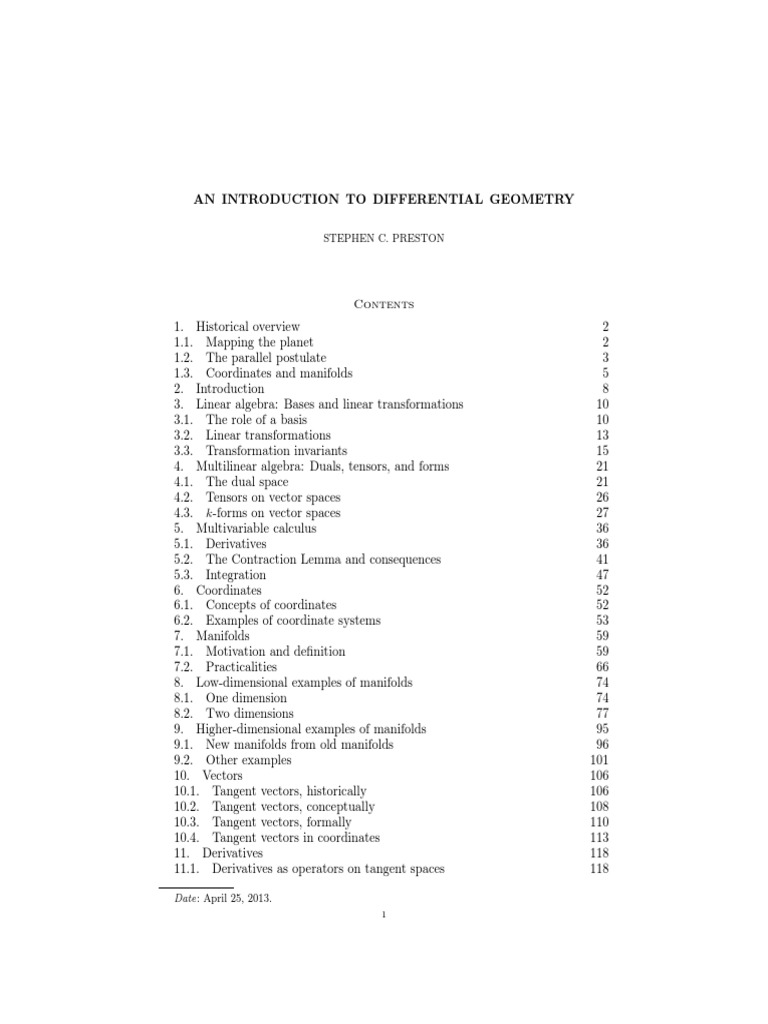 An Introduction To Differential Geometry | PDF