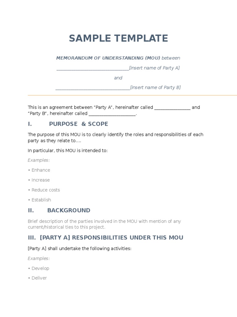 MOU Template and Sample Agreement | PDF