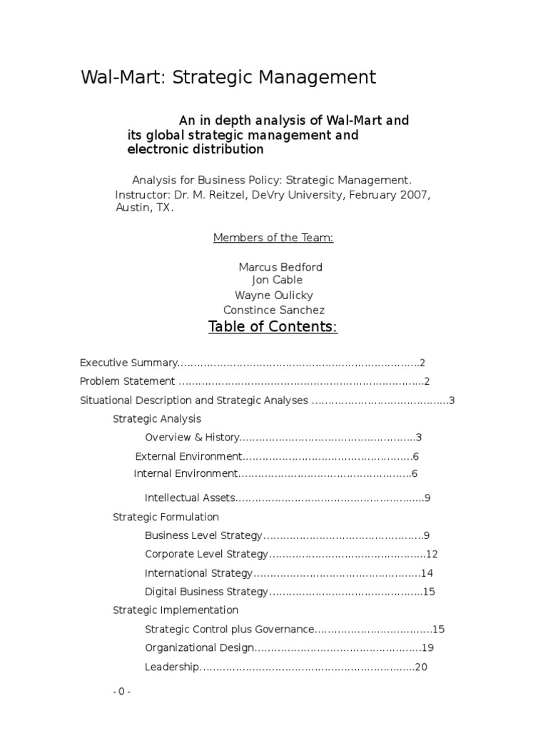 WalMart Strategic Management PDF Walmart Board Of Directors