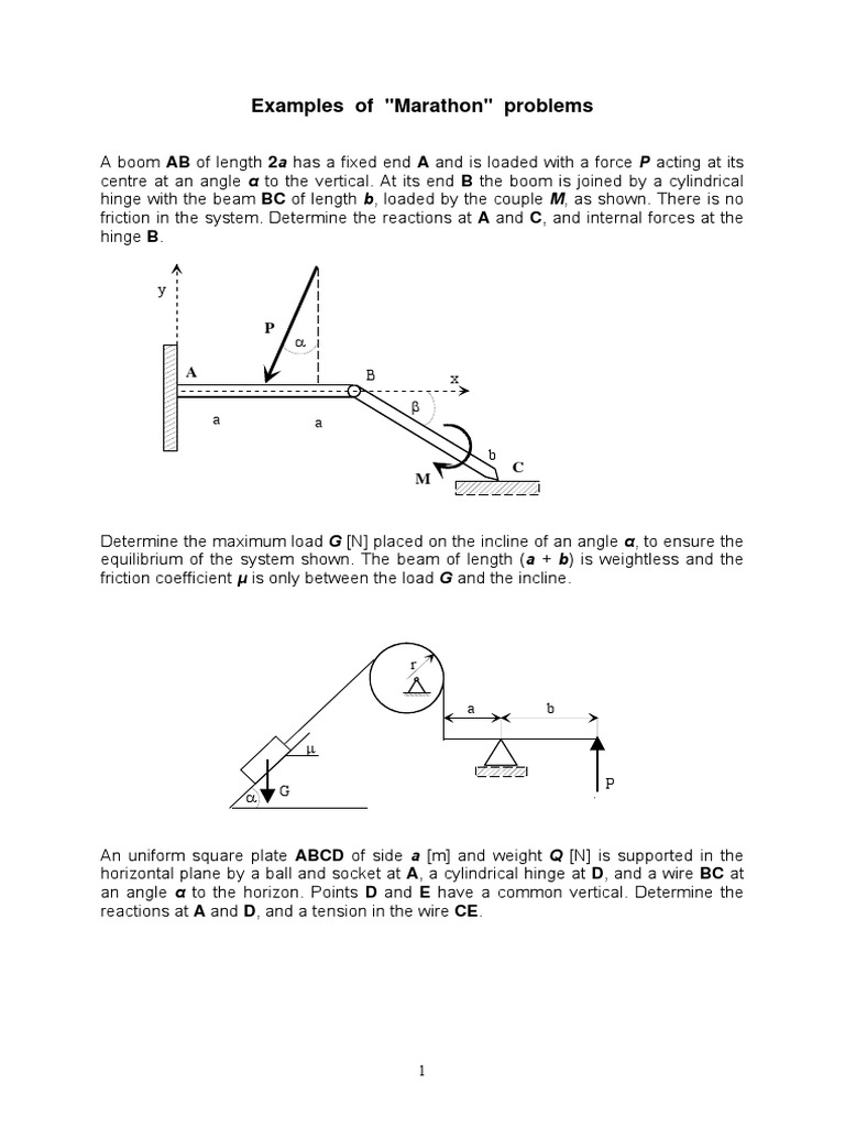 Marathon Problem Examples in Mechanics | PDF | Chemical Equilibrium ...