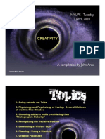 Creativity: NYUPS - Tuesday, Oct 5, 2010