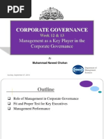 Week 12 &13 Managment as a Key Player in the Corporate Governance