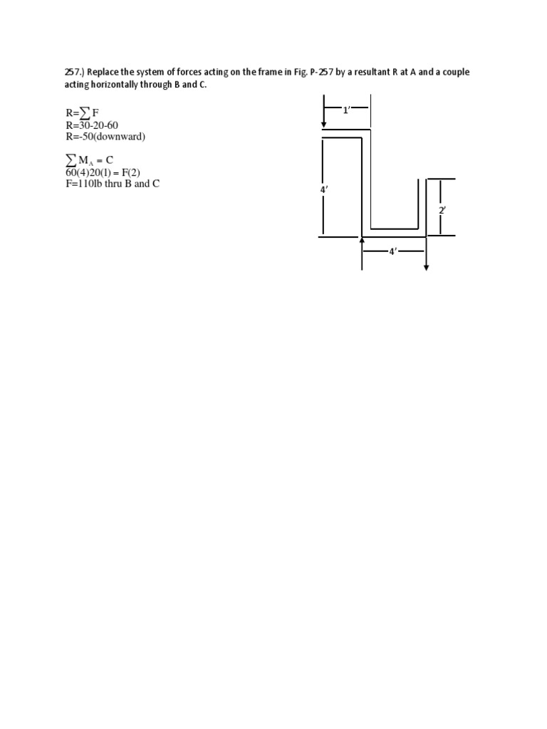 R F R 30-20-60 R - 50 (Downward) M C 60 (4) 20 (1) F (2) F 110lb Thru B ...