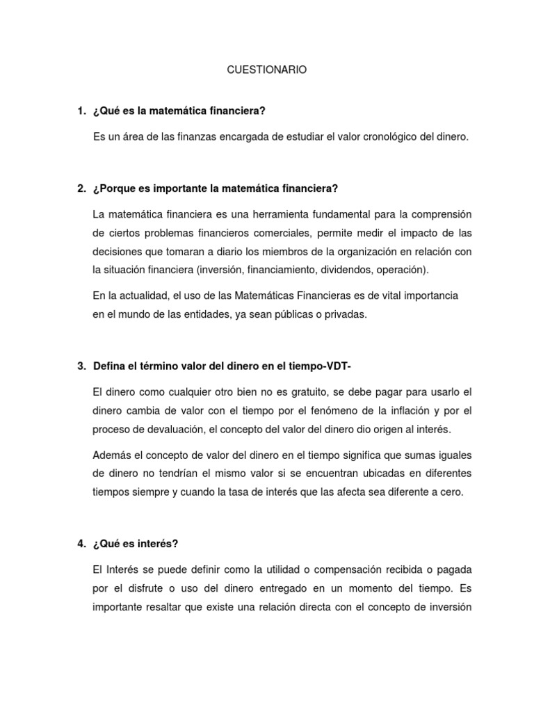 Introducción a la Matemática Financiera | PDF | Interés | Finanzas ...