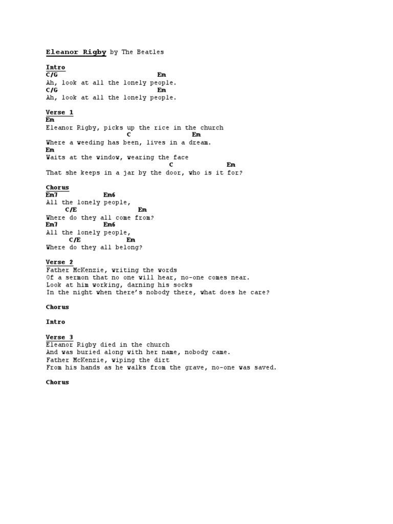 Eleanor Rigby by The Beatles | PDF | Song Structure | George Martin