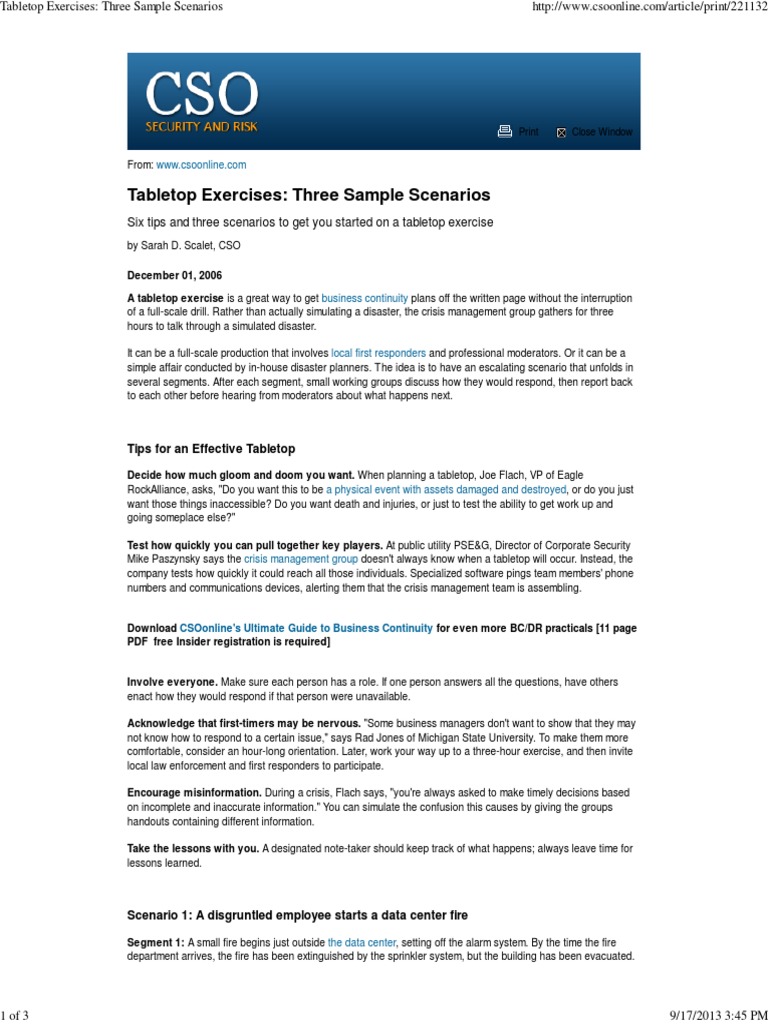 Tabletop Exercises_ Three Sample Scenarios Crisis Management Wellness