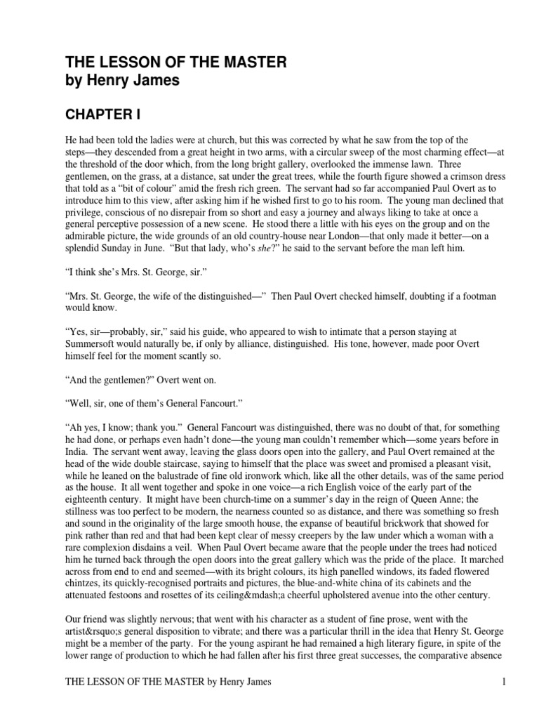 The Lesson of The Master by James, Henry, 1843-1916 | PDF | Gentleman