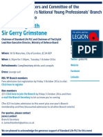 RBL Young Professionals Branch - Sir Gerry Grimstone Reception - Invitation - Tues 7 Oct 2014
