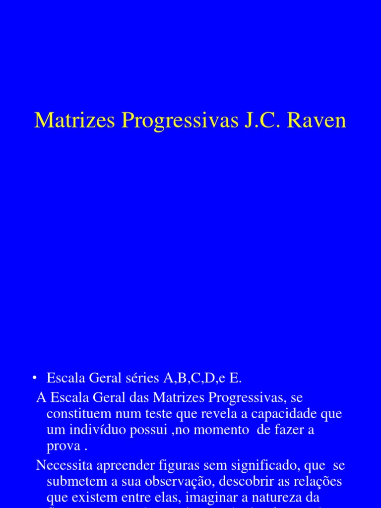 Matrizes Progressivas de Raven: Manual | PDF | Autoajuda