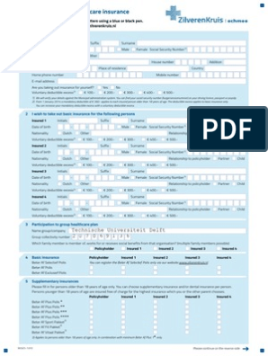 ga zo door Aangenaam kennis te maken Overvloedig Zilveren Kruis Application Form | PDF | Insurance | Service Industries