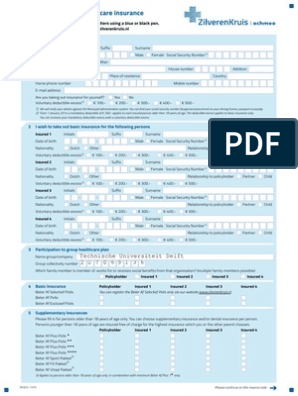 Uitgaan walvis Fauteuil Zilveren Kruis Application Form | PDF | Insurance | Service Industries