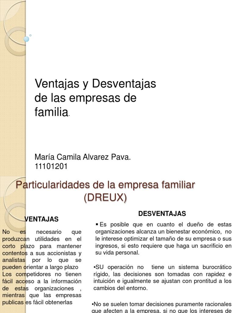 Empresas de Familia Ventajas y Desventajas | PDF