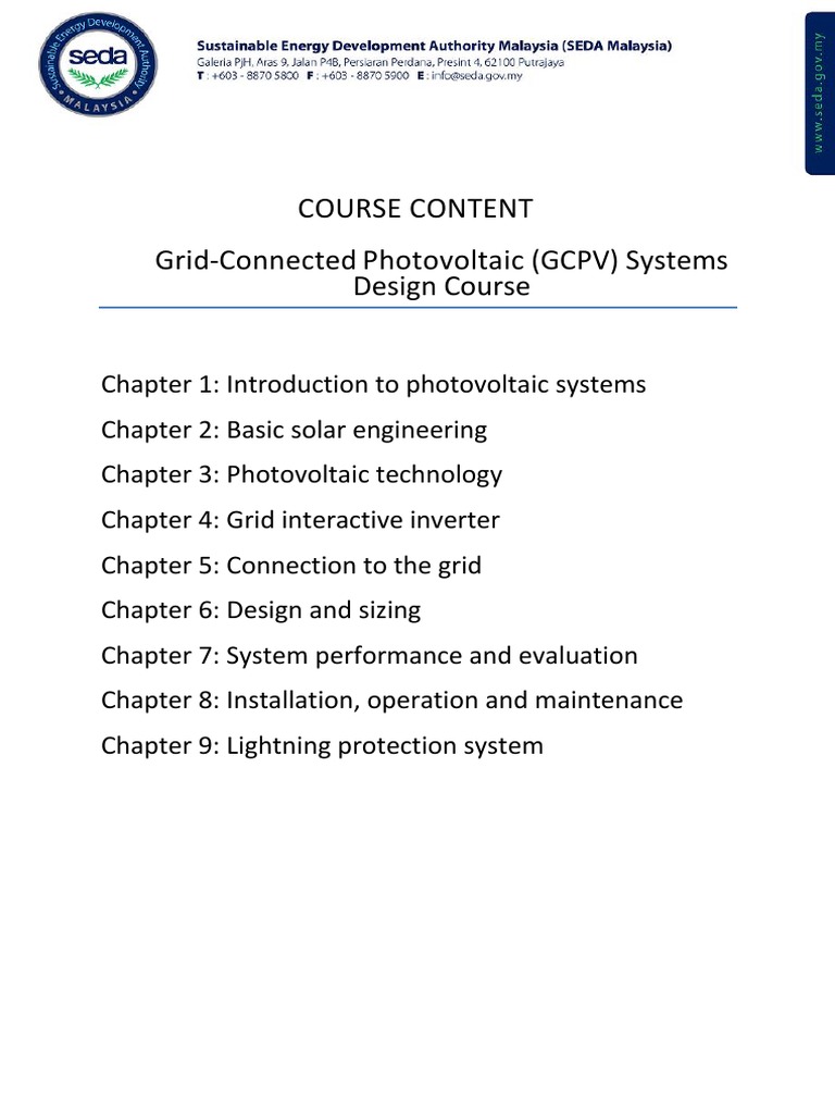 GCPV System Design Course Overview | PDF | Photovoltaic System ...