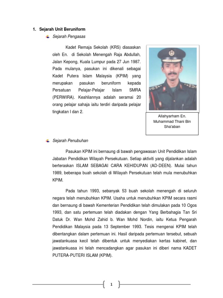 Sejarah Penubuhan Kadet Polis Malaysia