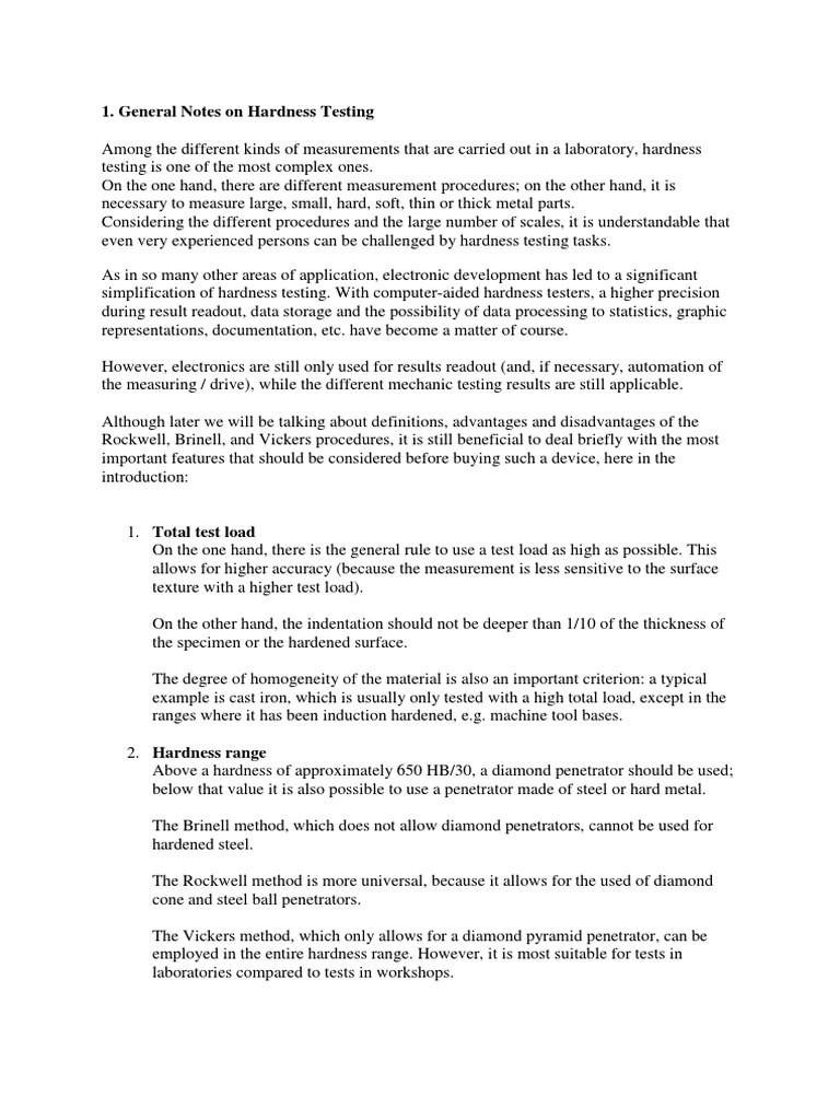 Hardness Test Method PDF Hardness Tests