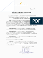 Resolución Autorización FGV para La Campaña RopaSolidaria en Metrovalencia