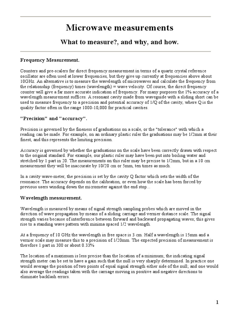 Microwave Measurements What To Measure?, and Why, and How PDF