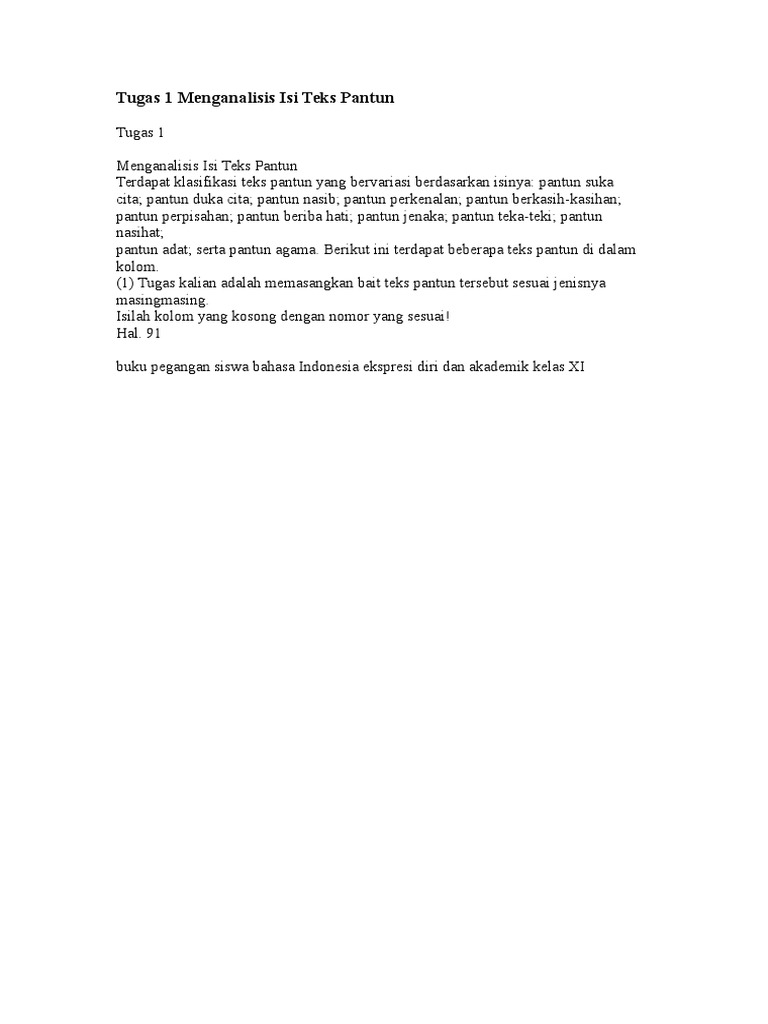 Menganalissi Teks Pantun