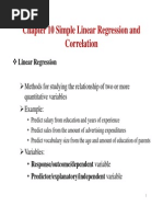 Chapter 10 Simple Linear Regression and Correlation