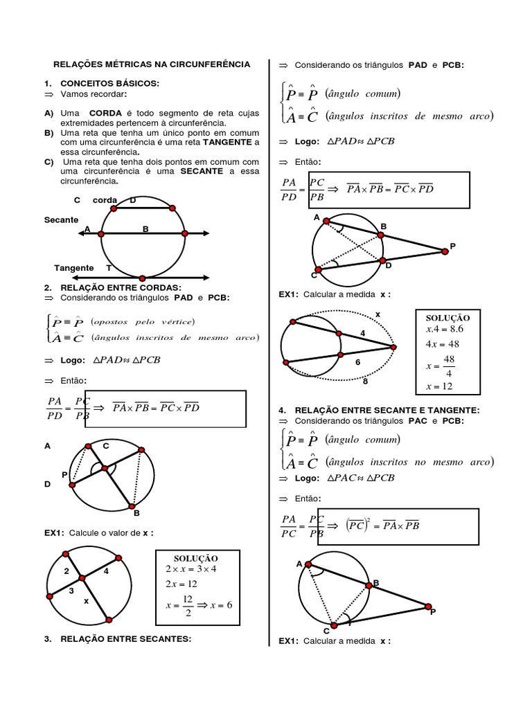Relações Métricas Na Circunferência 1 | PDF