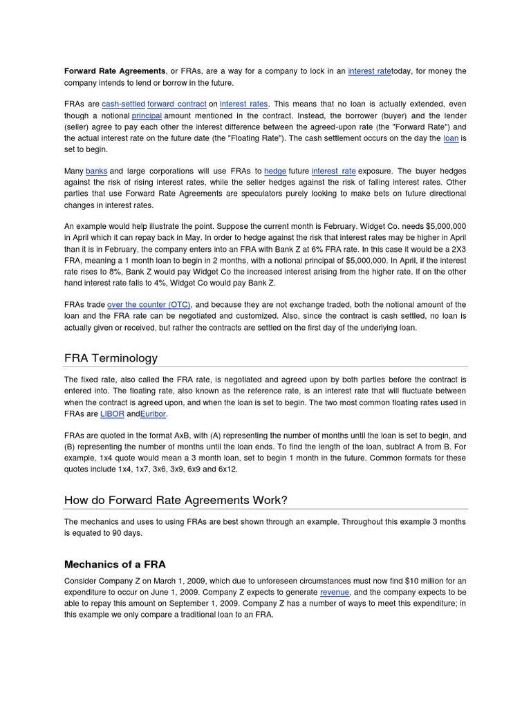 Forward Rate Agreements | PDF | Interest | Libor