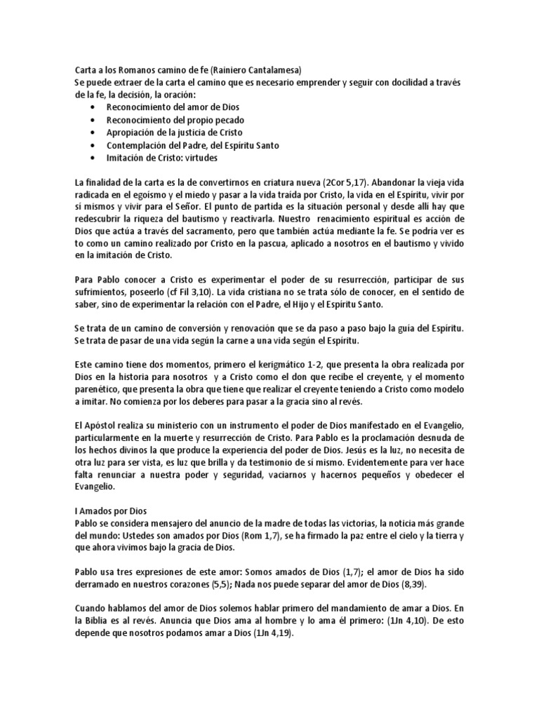 Carta A Los Romanos Camino de Fe | PDF | Pecado | La resurrección de Jesús