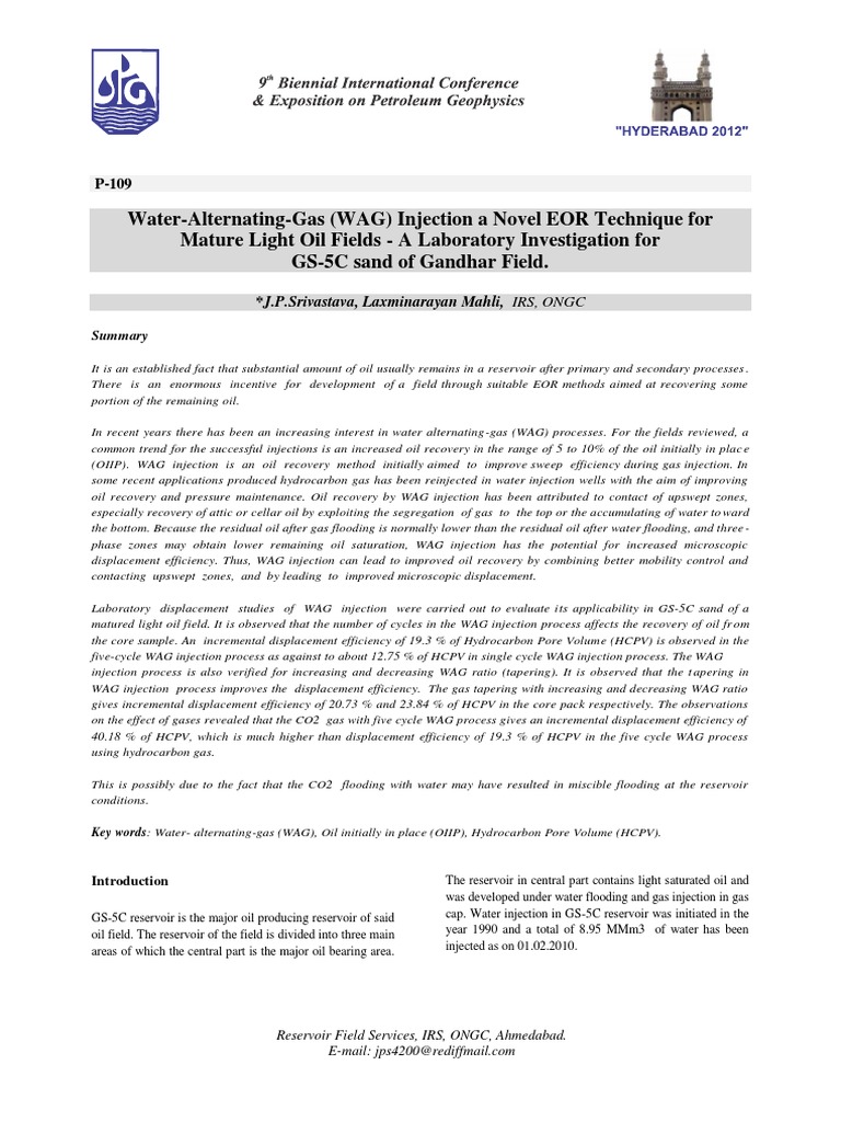 Water-Alternating-Gas (WAG) Injection A Novel EOR - JP | PDF ...
