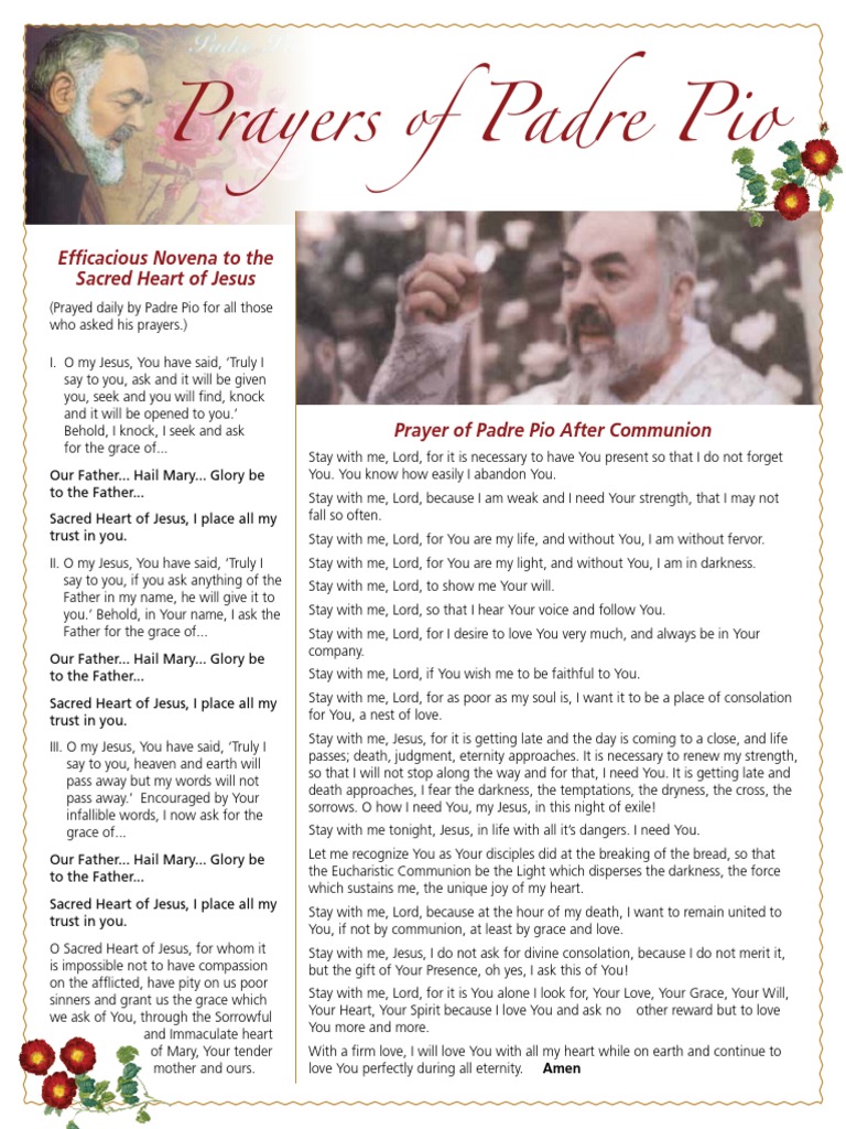 Padre Pio Prayer Sheet | PDF | Mercy | Grace In Christianity